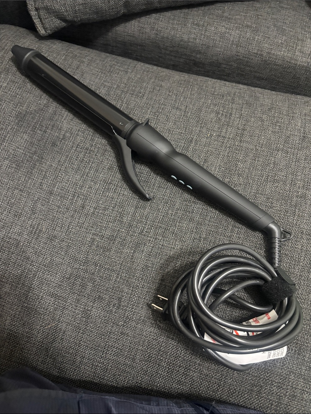 Black Curling Iron with Clamp - Sleek Professional Hair Styling Tool